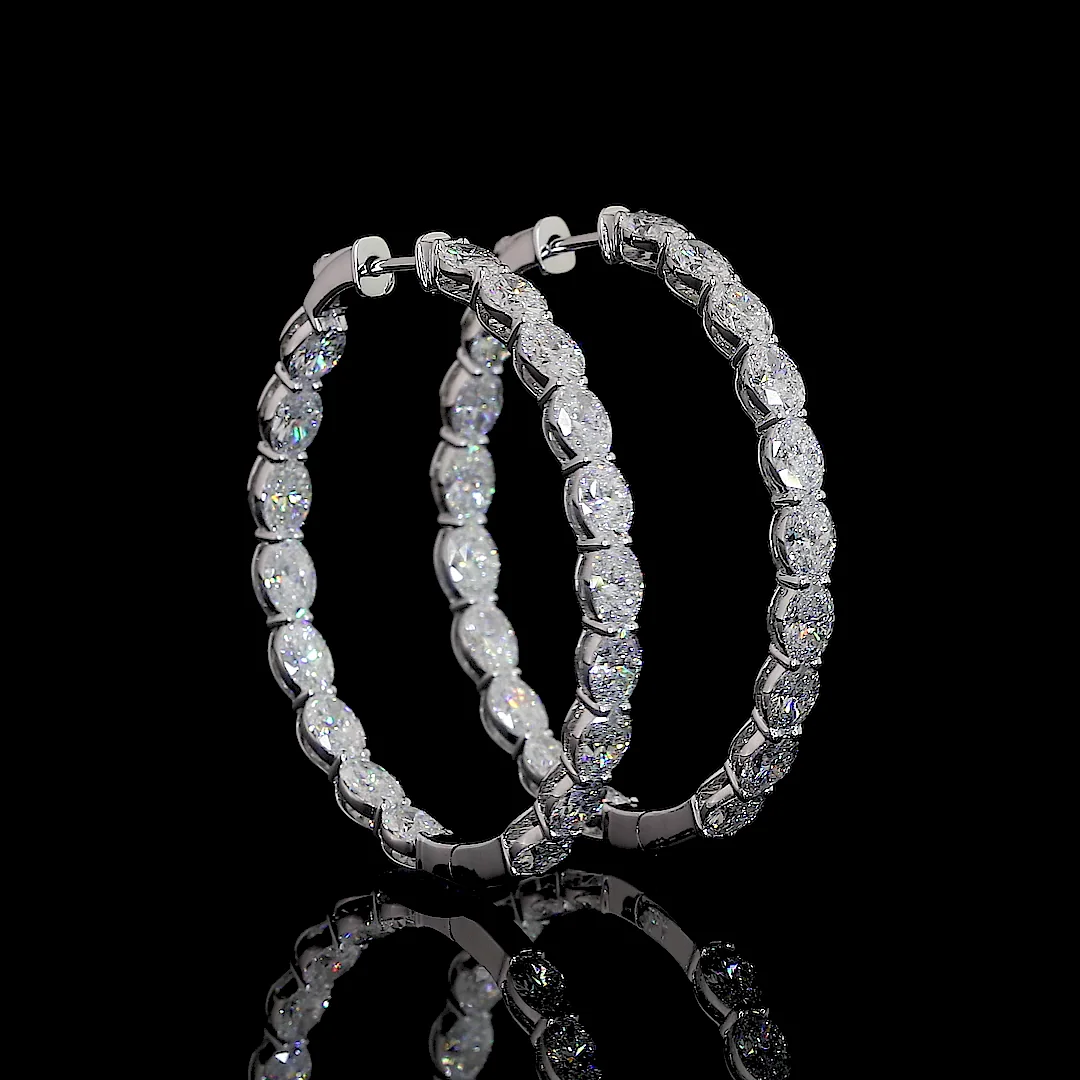 7.62 Cts 14k White Gold Oval Shape Hoops Earring