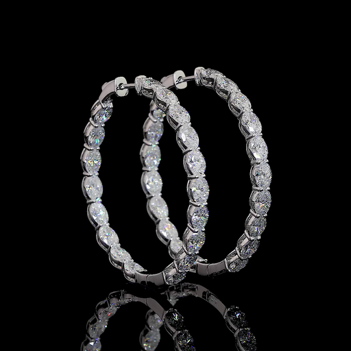 [ER14WHPOV750PEW] 7.62 Cts 14k White Gold Oval Shape Hoops Earring