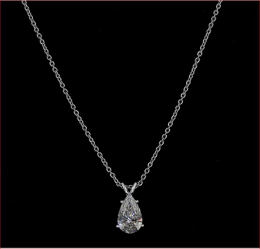 [PD14WSOPS90PEW] 0.9 Cts 14k White Gold Pear Shape Solitaire Pendant