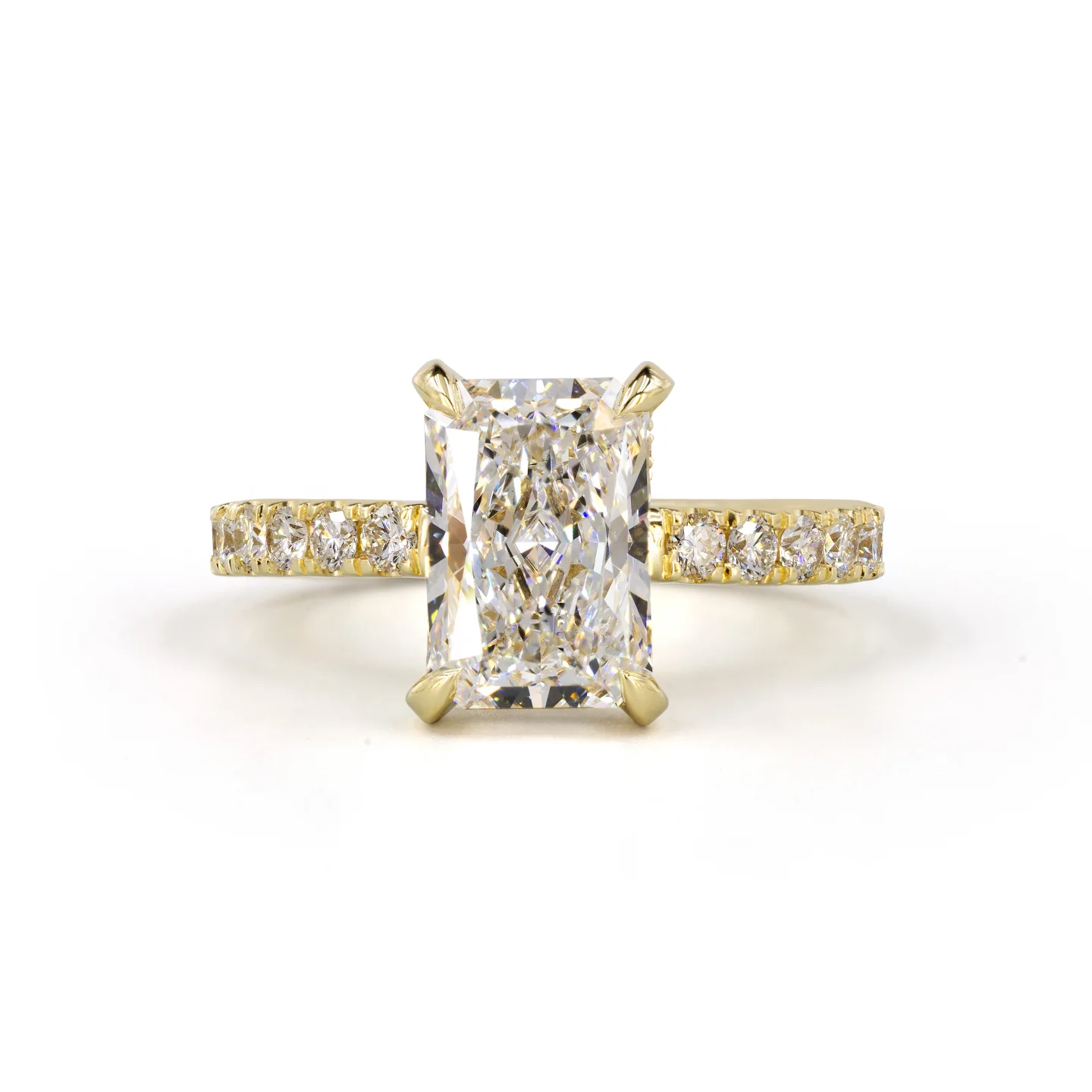 1.43 Cts 14k Yellow Gold Radiant Shape Hidden Halo Ring