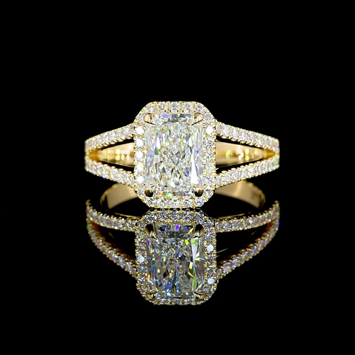 [RG14YSSRAD200PNS] 1.99 Cts 14k Yellow Gold Radiant Shape Split Shank Ring