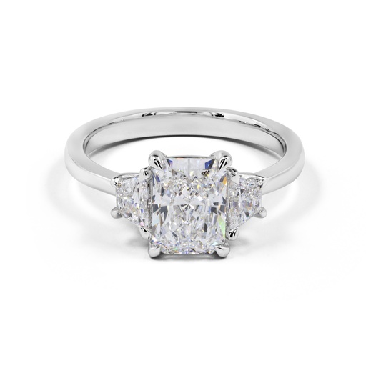 [RG14W3RAD200BETRPNS] 2.15 Cts 14k White Gold Radiant Shape 3 Stones Ring