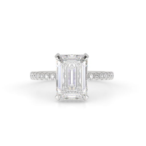 [RG14WHHEM900PNS] 9.18 Cts 14k White Gold Emerald Shape Hidden Halo Ring