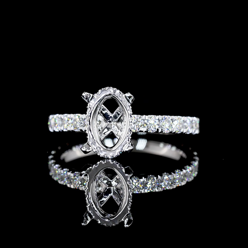 [RG14WHHOV275PNS] 2.78 Cts 14k White Gold Oval Shape Hidden Halo Ring