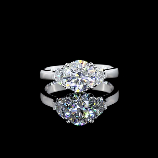 [RGP3RD450HMP] 4.79 Cts Platinum Round Shape 3 Stones Ring