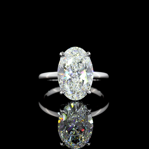 [RG14WHHOV600PNS] 6.35 Cts 14k White Gold Oval Shape Hidden Halo Ring