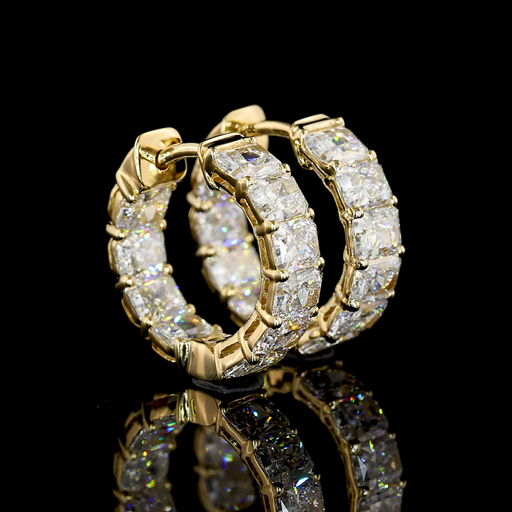 [ER14YHGRAD650PNS] 6.68 Cts 14k Yellow Gold Radiant Shape Huggies Earring