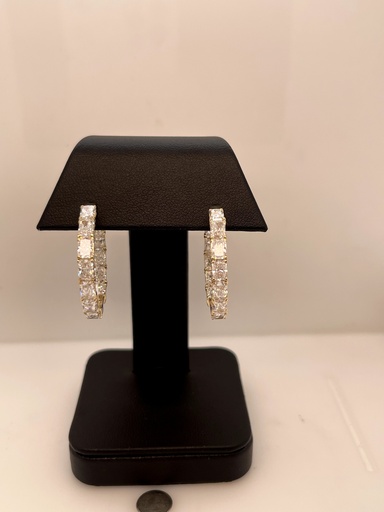 [ER14YHPRAD550PEW] 5.54 Cts 14k Yellow Gold Radiant Shape Hoops Earring