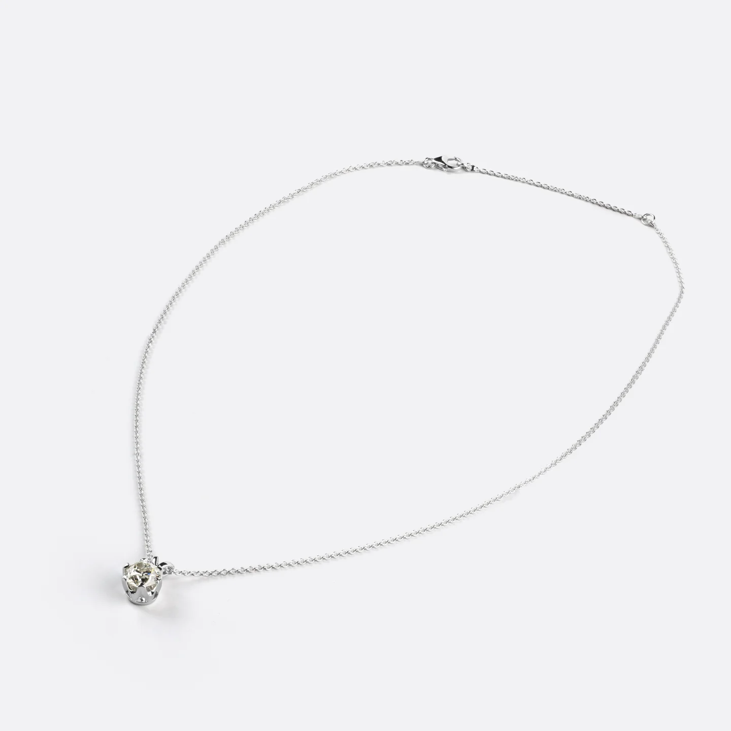 2.56 Cts 14k White Gold Old European Brilliant Shape Solitaire Pendant