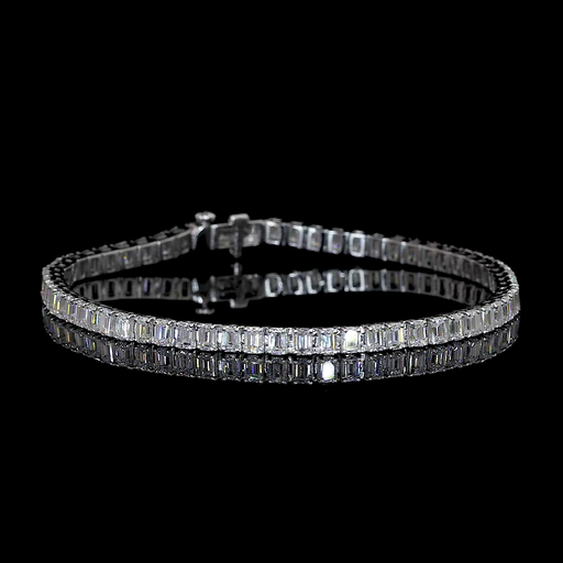 [BC14WTSEM1000PNS] 10.4 Cts 14k White Gold Emerald Shape Tennis Bracelet