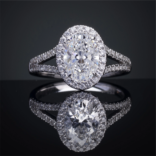 [RG14WSSOV150PNS] 1.48 Cts 14k White Gold Oval Shape Split Shank Ring
