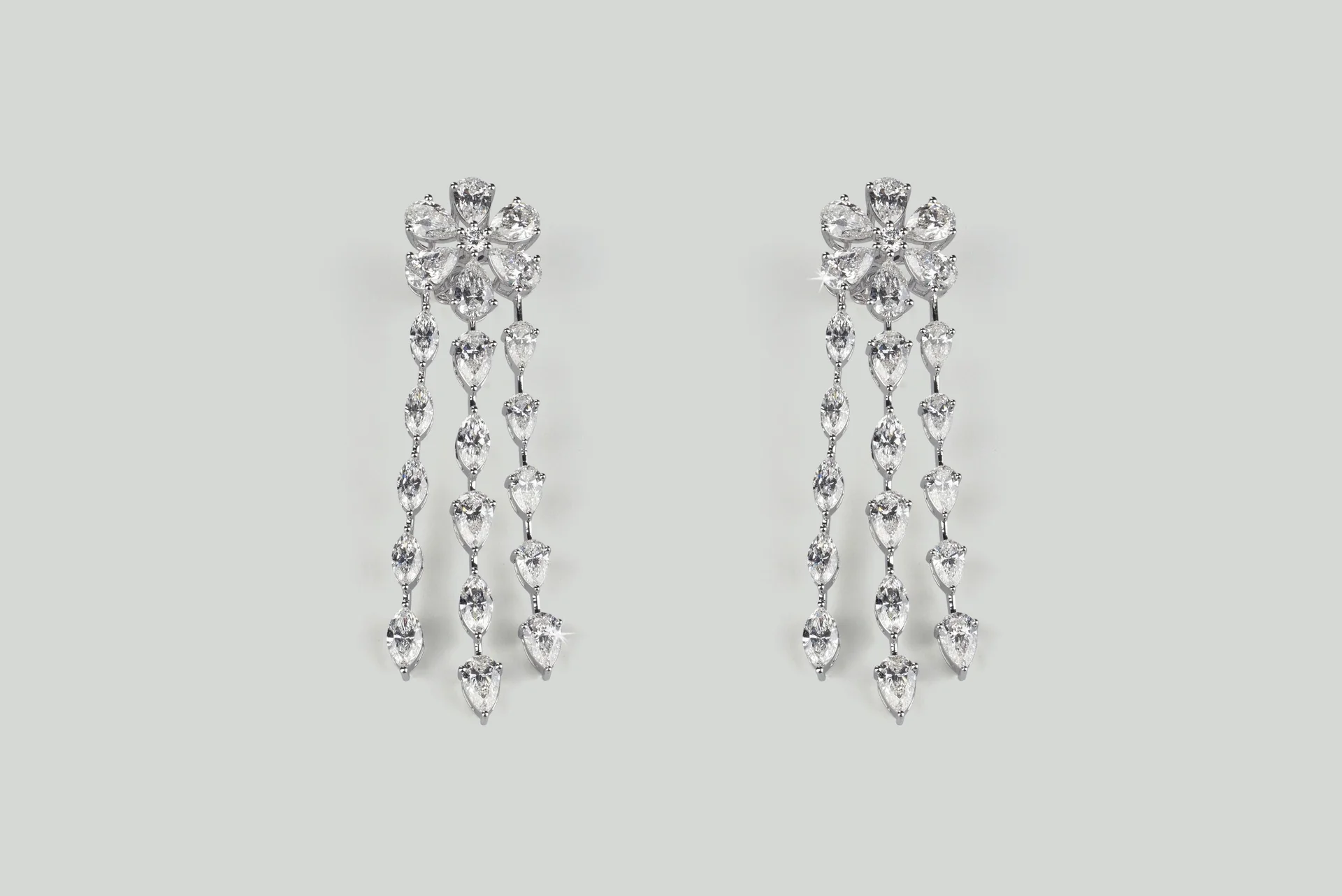 14.47 Cts 14k White Gold Mix Shape Special Earring