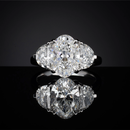 [RGP3OV300HMPNS] 2.95 Cts Platinum Oval Shape 3 Stones Ring