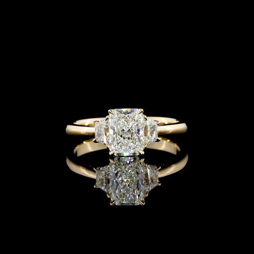 [RG14Y3RAD100BETRPNS] 1.27 Cts 14k Yellow Gold Radiant Shape 3 Stones Ring