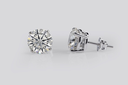 [ER18WSDRD200P] 2 Cts 18k White Gold Round Shape Studs Earring