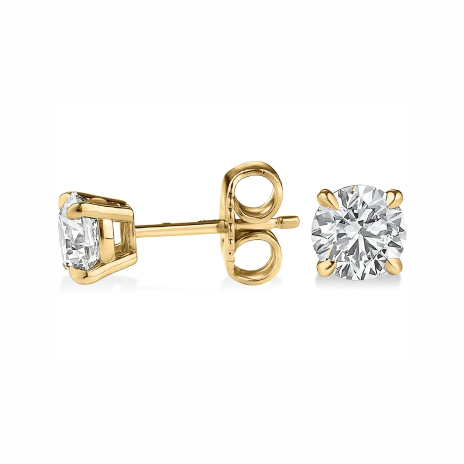 1.02 Cts 18k Yellow Gold Round Shape Studs Earring