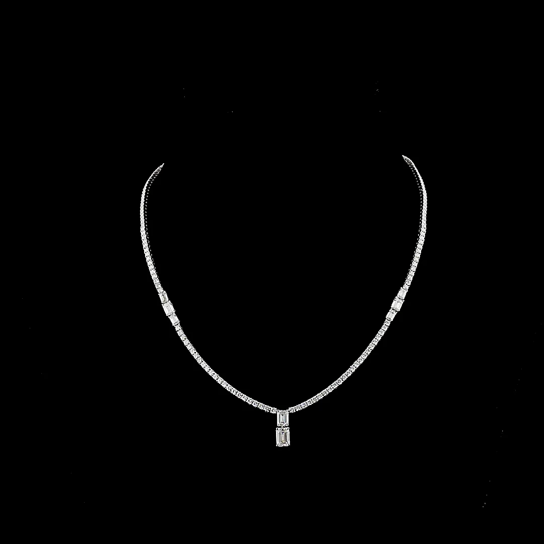 7.5 Cts 14k White Gold Mix Shape Special Necklace