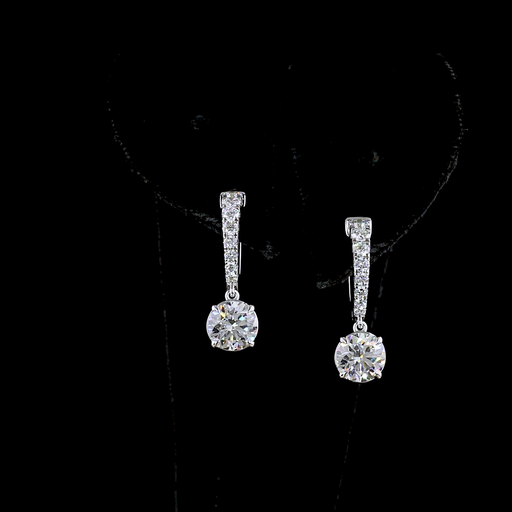 [ER14WHNRD250P] 2.53 Cts 14k White Gold Round Shape Hanging Earring