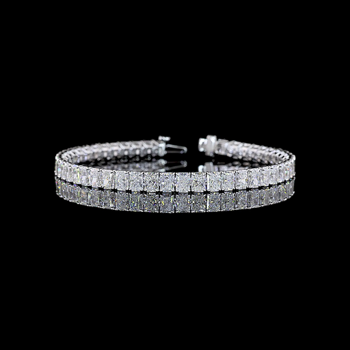 [BC14WTSRAD1550P] 15.82 Cts 14k White Gold Radiant Shape Tennis Bracelet