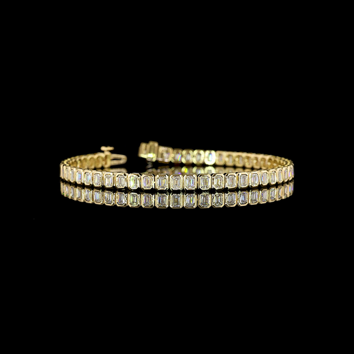 [BC14YTSEM500BNS] 5.08 Cts 14k Yellow Gold Emerald Shape Tennis Bracelet