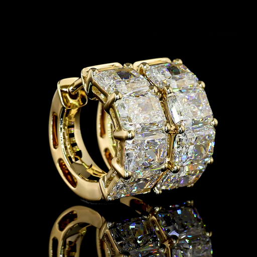 [ER14YHGRAD400PEW] 4.1 Cts 14k Yellow Gold Radiant Shape Huggies Earring