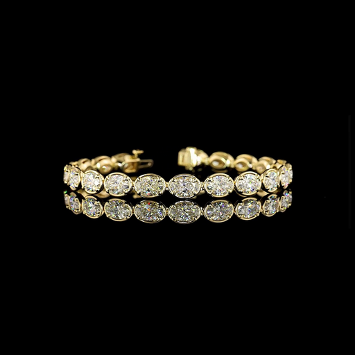 [BC14YTSOV1400BPEW] 14.27 Cts 14k Yellow Gold Oval Shape Tennis Bracelet