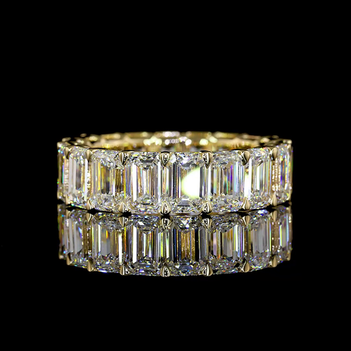 [EB14YEM850PNS] 8.98 Cts 14k Yellow Gold Emerald Shape Eternity Band Eternity Band