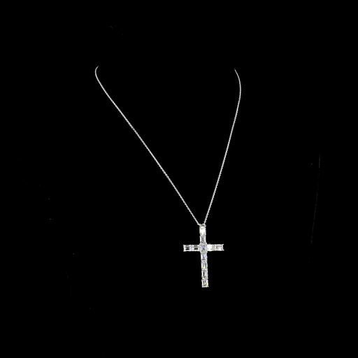 [PD14WSYEM550PNS] 5.61 Cts 14k White Gold Emerald Shape Symbol Pendant