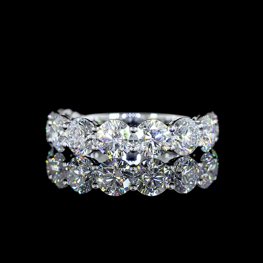 [EB14WHFRD400P] 3.97 Cts 14k White Gold Round Shape Half Eternity Eternity Band