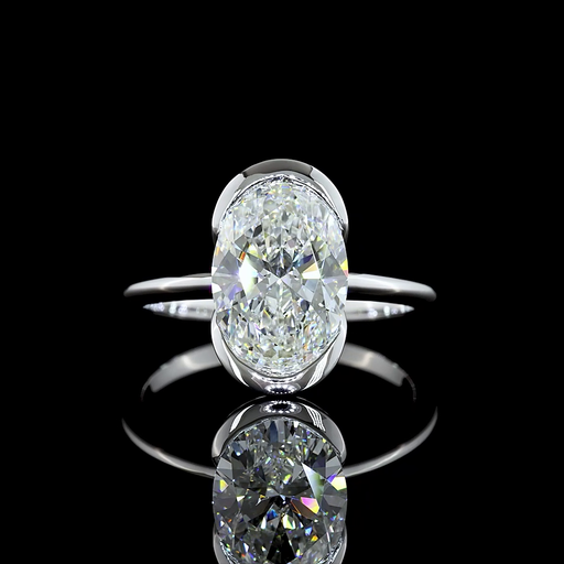 [RG14WSOOV300HBNS] 3.02 Cts 14k White Gold Oval Shape Solitaire Ring