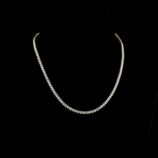 [NK14YTSRD1250P] 12.41 Cts 14k Yellow Gold Round Shape Tennis Necklace