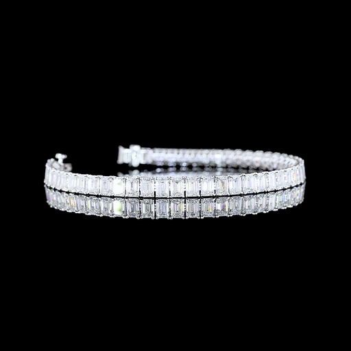 [BC14WTSEM1150PNS] 11.88 Cts 14k White Gold Emerald Shape Tennis Bracelet