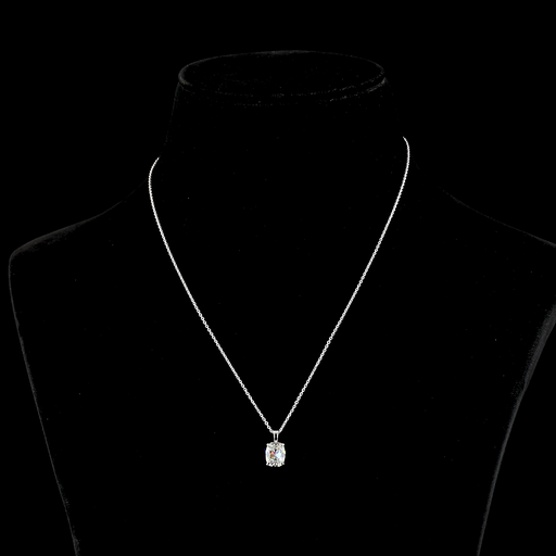 [PD14WSOANCU175PNS] 1.9 Cts 14k White Gold Antique Cushion Shape Solitaire Pendant