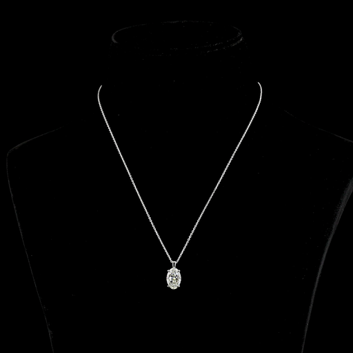 [PD14WSOOV275PNS] 2.9 Cts 14k White Gold Oval Shape Solitaire Pendant