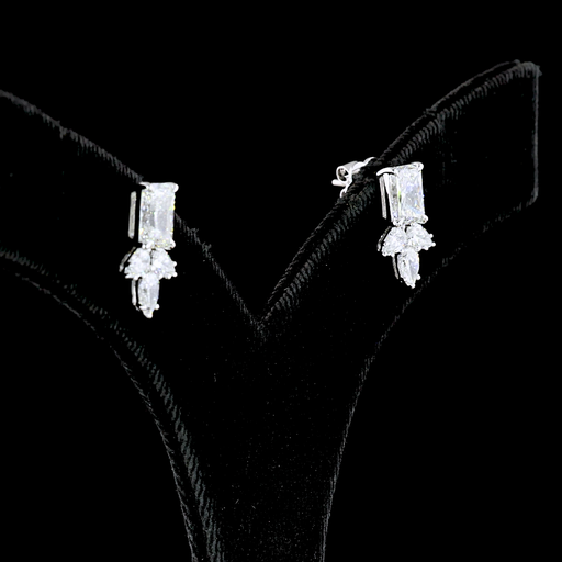 [ER14WHNRAD275PNS] 2.9 Cts 14k White Gold Radiant Shape Hanging Earring