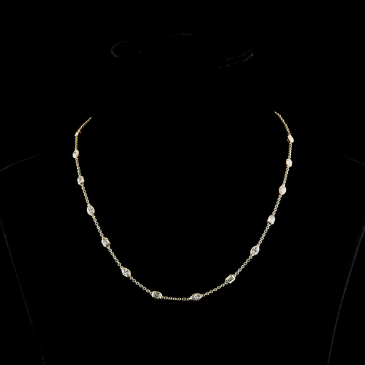 [NK14YST275BEW] 2.77 Cts 14k Yellow Gold Mix Shape Station Necklace