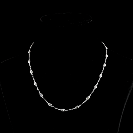 [NK14WST275BEW] 2.79 Cts 14k White Gold Mix Shape Station Necklace