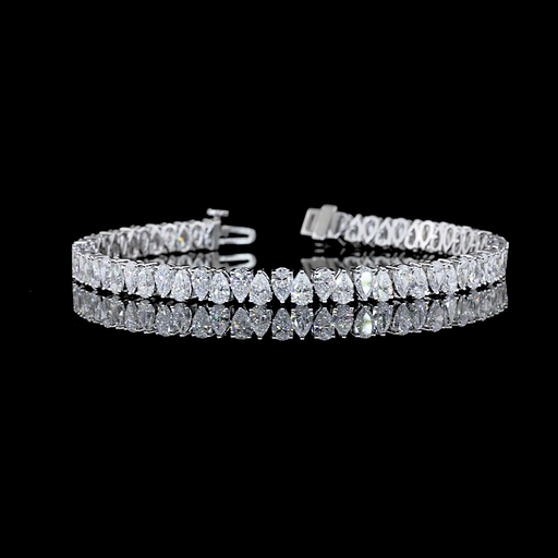 [BC14WTSPS900PNS] 9.19 Cts 14k White Gold Pear Shape Tennis Bracelet