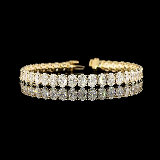 [BC14YTSOV1550PNS] 20 Cts 14k Yellow Gold Oval Shape Tennis Bracelet