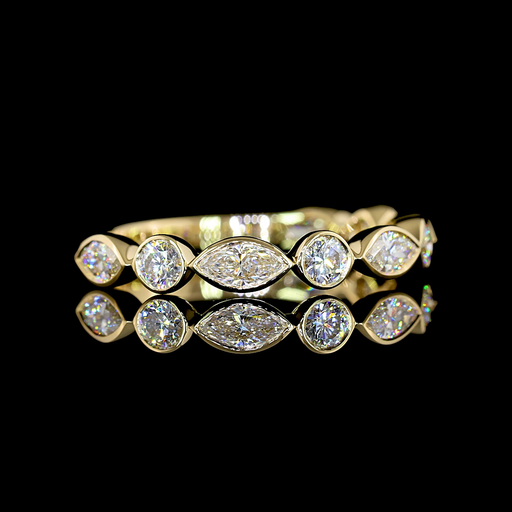 [EB14Y3/475BEW] 0.83 Cts 14k Yellow Gold Mix Shape 3/4 Band Eternity Band