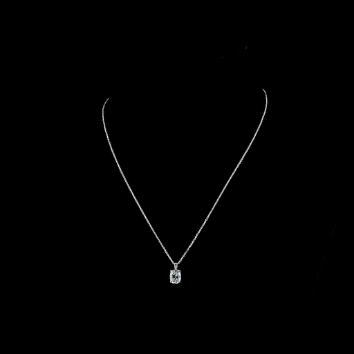[PD14WSOANCU150PNS] 1.58 Cts 14k White Gold Antique Cushion Shape Solitaire Pendant