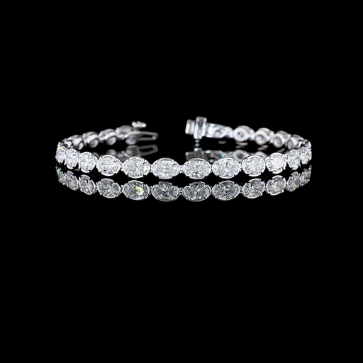 [BC14WTSOV800BEW] 8.39 Cts 14k White Gold Oval Shape Tennis Bracelet