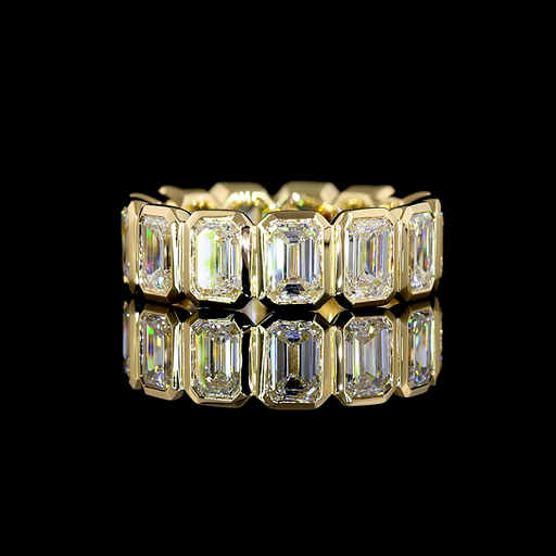 [EB14YEM550BNS] 5.42 Cts 14k Yellow Gold Emerald Shape Eternity Band Eternity Band