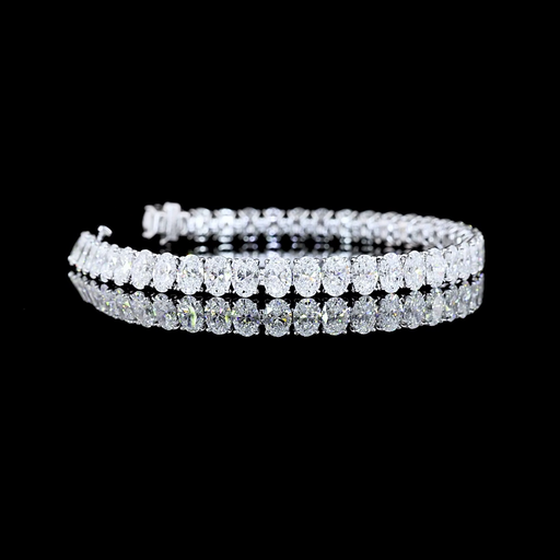 [BC14WTSOV1450PNS] 14.62 Cts 14k White Gold Oval Shape Tennis Bracelet