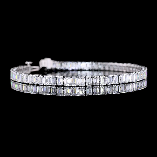 [BC14WTSEM950PNS] 9.76 Cts 14k White Gold Emerald Shape Tennis Bracelet