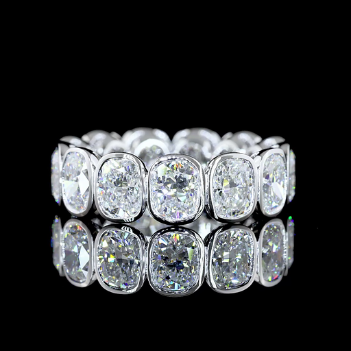 [EB14WBECU700BNS] 7.33 Cts 14k White Gold Cushion Brilliant Shape Eternity Band Eternity Band