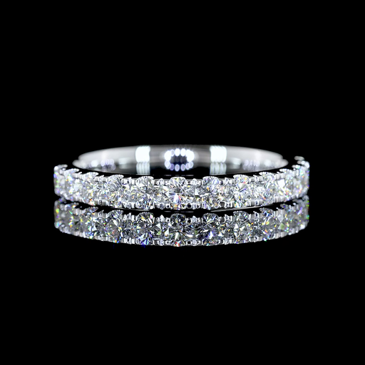 [EB14WHFRD60PM] 0.69 Cts 14k White Gold Round Shape Half Eternity Eternity Band