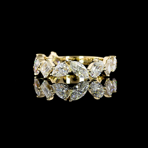 [EB14Y3/4200PIN] 2.19 Cts 14k Yellow Gold Mix Shape 3/4 Band Eternity Band