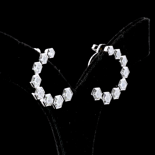 [ER14WCWOCT650B] 6.82 Cts 14k White Gold Octagon Shape Crawler Earring