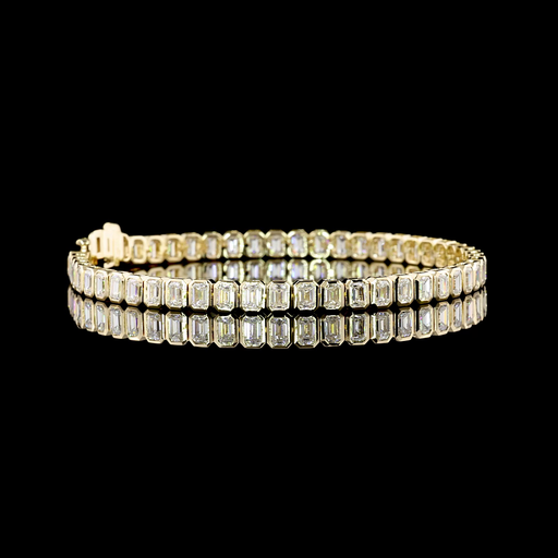 [BC14YTSEM700BNS] 7.2 Cts 14k Yellow Gold Emerald Shape Tennis Bracelet